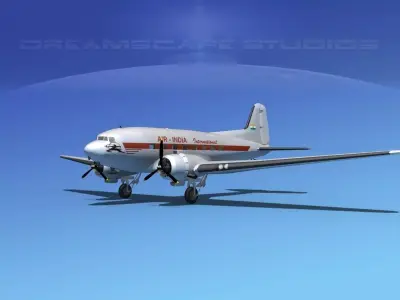 Douglas DC-3 Air India 3D model