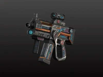 Sci-Fi Pulse SMG - Futuristic Submachine Gun Game Ready 3D Model Low-poly 3D model
