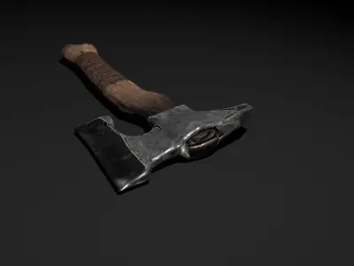 Medieval battle axe Low-poly 3D model get