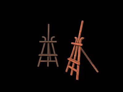  Antique French Mahogany Easel 3D model
