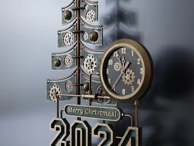 Steampunk Christmas table clock 3D model