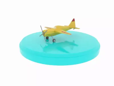 Airplane cartoon - 02 Low-poly 3D model