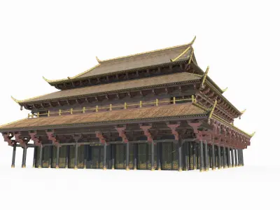 The Golden Luang Hall ancient Asian architecture 3D model
