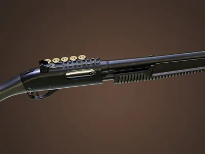 Pump Shotgun Game Rready Low-poly 3D model