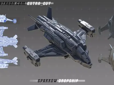 Sparrow Dropship 35mm 3D Printable  3D print model