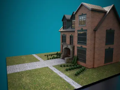 PBR Exterior House Model  Game ready Ready Low-poly 3D model