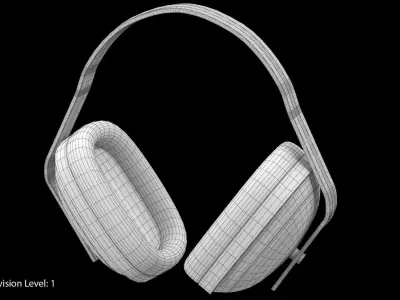 Earmuffs Red Low-poly 3D model
