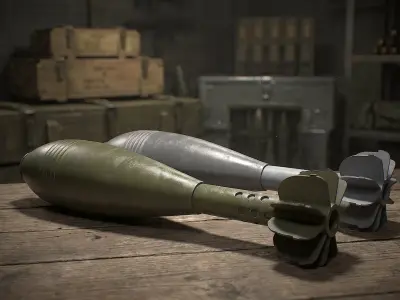 Mortar bomb 120mm Low-poly 3D model
