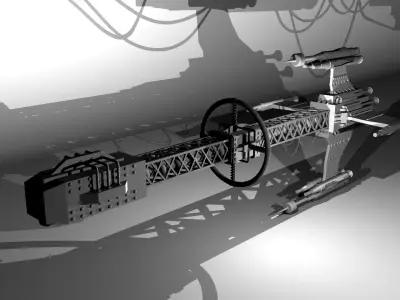 Spaceship 3d model in shadows 3D model