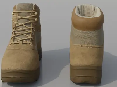 Tan All Terrain Boots Low-poly 3D model