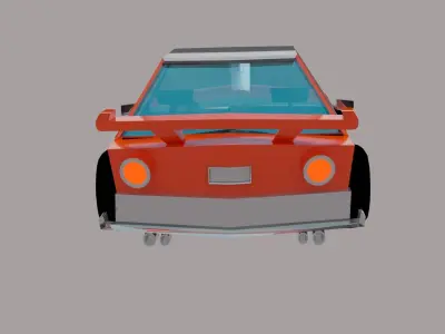 Low Poly Car orange in sky Free low-poly 3D model