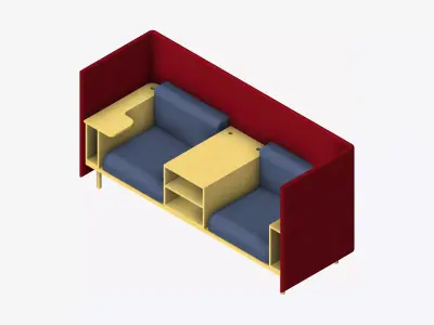Sofa - Contemporary - Flame - Central Shelf Work Shelf - Left Low-poly 3D model