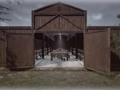 Barrack for prisoners Low-poly 3D model