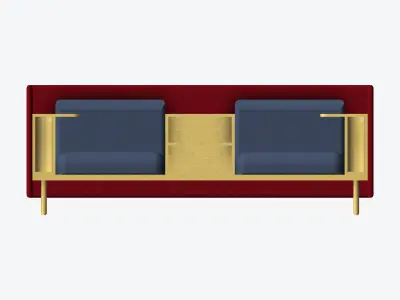 Sofa - Contemporary - Flame - Medium - Central Shelf Work Shelf Low-poly 3D model buy
