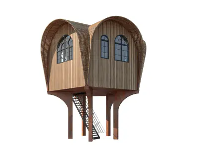 Le Haut Perche Wooden house on props 3D Model Download 3D model