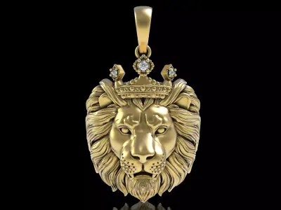 Lion with Crown Pendant 3D print model