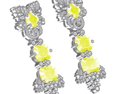 Antique Art Deco Style Earring 2 3D print model