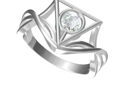 Solitaire Engagement Art Deco Ring 3D print model 41