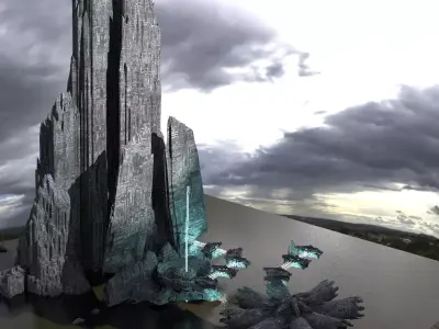 Halo Inspired Mountain Skyline 2 3D model
