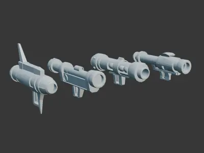 Low poly Guns different colored Low-poly 3D model
