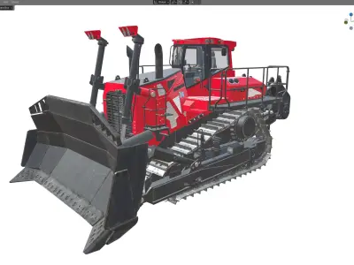 Liebherr PR776 Litronic Crawlertractor Red Low-poly 3D model