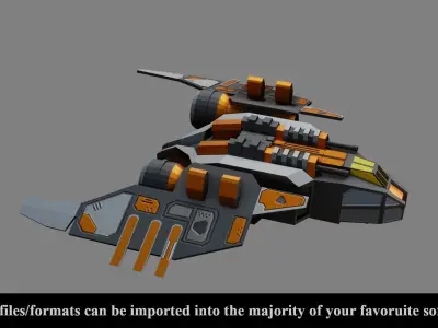 Sci-Fi Fighter Ship v1- Low Poly - Game Ready - PBR Low-poly 3D model