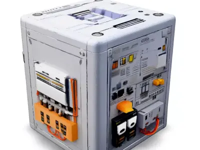 SciFi Power Supply Unit Low-poly 3D model