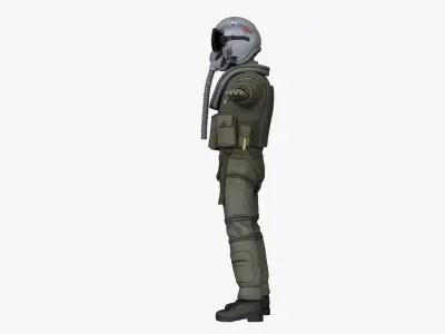Rigged Military Fighter Pilot Low-poly 3D model