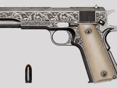 Colt M1911 Standard Carved Version Low-poly 3D model
