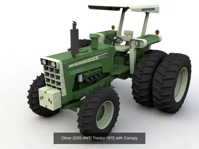 Oliver 2255 2WD and 4WD Tractors with Cabine and Canopy 1972 3D Model Pack
