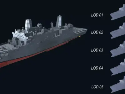 Asset - Army - USS Anchorage - 3D MODEL Low-poly Low-poly 3D model