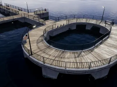Concrete pier and  bridge Low-poly 3D model