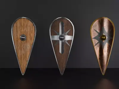 Medieval shield 3 in 1 Low-poly 3D model