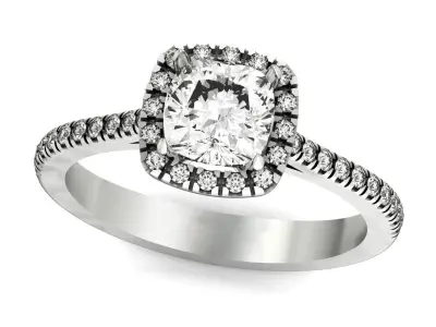 Cushion Cut Diamond Halo Engagement 1214 3D print model