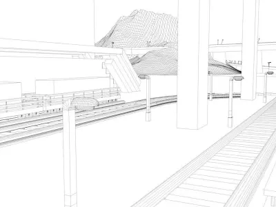 train station Free low-poly 3D model