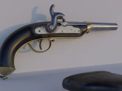 flintlock pistol old historic antique 3D model