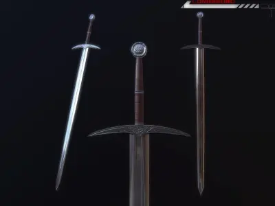 Longsword LowPoly three swords Free low-poly 3D model