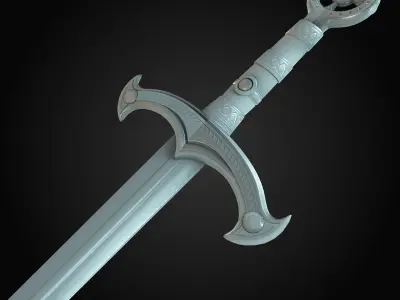 Medieval Sword 3D model 12