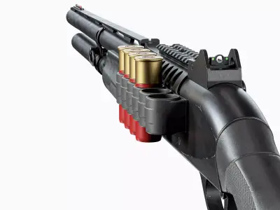 Benelli M2 Tactical Modular Shotgun Low-poly 3D model