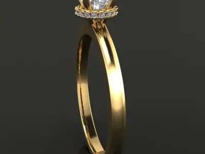 Solitaire Diamond Basket Gallery Engagement Ring 3D print model