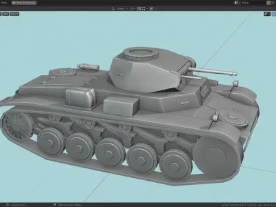 Pzkpfw II Tank Base Mesh Low-poly 3D model