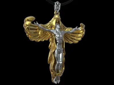 Jesus Christ ascension cross necklace 3D print model