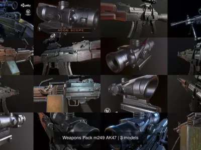 Weapons Pack m249 AK47