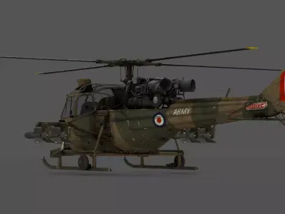 Westlan Scout AH1 3D Model British Helicopter Naval Low-poly 3D model