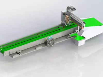 Adjustable distance conveyor for loading and unloading machine 3D model
