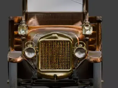 Vintage Steam-Era Copper Industrial Truck 3D Model Low-poly 3D model