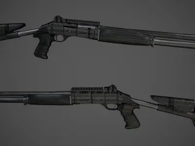 PBR M1014 Shotgun Low-poly 3D model