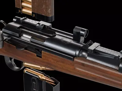 Swiss K31 bolt-action rifle Low-poly 3D model