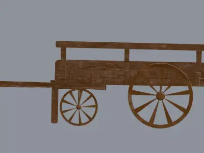 Horse-drawn cart Low-poly 3D model