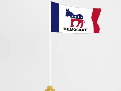 democratic party flag model Low-poly 3D model